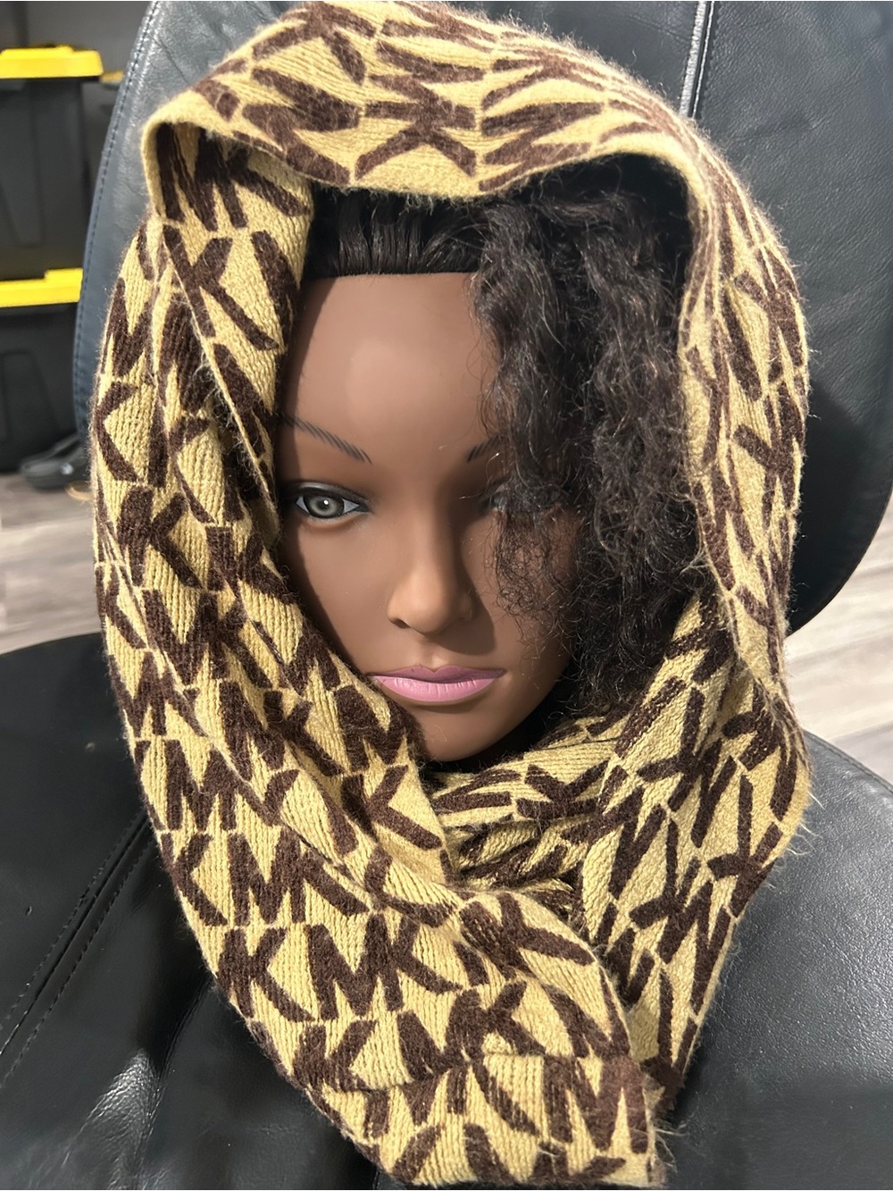 Michael Kors Brown Monogram Knit infinity Scarf